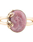 Gifted Pink Rhodonite Golden Bow Cuff Bracelet