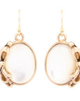 Gifted White Mother of Pearl Golden Bow Drop Earrings