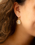 Gifted White Mother of Pearl Golden Bow Drop Earrings