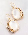 Gifted White Mother of Pearl Golden Bow Drop Earrings
