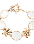 Gifted White Mother of Pearl Golden Bow Link Bracelet