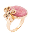 Gifted Pink Rhodonite Golden Bow Ring