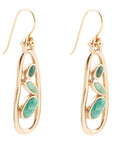 Golden Drop Green Stones Earrings