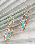 Golden Drop Green Stones Earrings