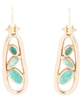 Golden Drop Green Stones Earrings