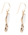 Golden Flower and White Mother of Pearl Drop Earrings