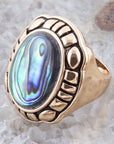 Green Abalone Golden Statement Ring
