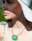 Legacy Lime Green and Blue Turquoise Golden Pendant Necklace