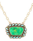 Legacy Lime Green and Blue Turquoise Golden Pendant Necklace