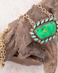 Legacy Lime Green and Blue Turquoise Golden Pendant Necklace