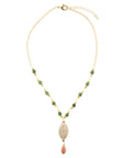 Green Jade and White Golden Pendant Necklace