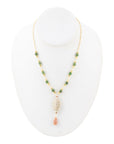 Green Jade and White Golden Pendant Necklace