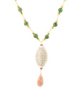 Green Jade and White Golden Pendant Necklace