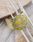 Lime Green Jasper Golden Statement Cuff Bracelet