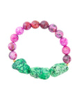 Pink Lace Agate Lime Golden Stretch Bracelet