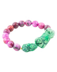 Pink Lace Agate Lime Golden Stretch Bracelet