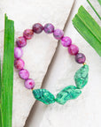 Pink Lace Agate Lime Golden Stretch Bracelet
