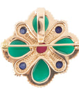 Green Onyx Mixed Stone Golden Brooche