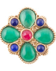 Green Onyx Mixed Stone Golden Brooche