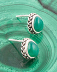 Green Onyx Teardrop Post Earrings