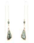 Green Seraphinite Golden Bronze Threader Earrings