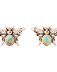 Green Turquoise Golden Honey Bee Earrings