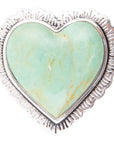 Green Turquoise Heart and Sterling Silver Ring