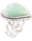 Green Turquoise Heart and Sterling Silver Ring