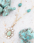 Green Turquoise Pearl Drop Necklace
