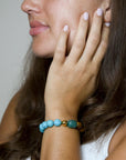 Grotto Blue Turquoise Magnesite and Brown Tiger's Eye Chunky Bracelet