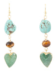 Grotto Green Agate Colorful Golden Drop Earrings