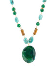 Grotto Green Agate Pendant Golden Necklace