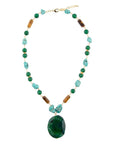 Grotto Green Agate Pendant Golden Necklace