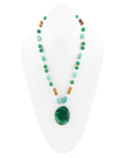 Grotto Green Agate Pendant Golden Necklace