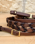 AJ Tack Oiled Harness Leather Barrel Reins with Latigo Lacing - 5/8in x 7ft 6in