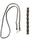 AJ Tack Oiled Harness Leather Barrel Reins with Latigo Lacing - 5/8in x 7ft 6in