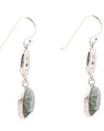 Hammered Green Seraphinite and Sterling Silver Drop Earrings