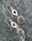 Hammered Green Seraphinite and Sterling Silver Drop Earrings