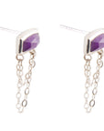 Hammered Purple Amethyst and Sterling Silver Stud Earrings