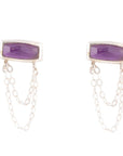 Hammered Purple Amethyst and Sterling Silver Stud Earrings