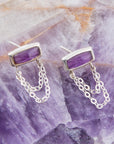 Hammered Purple Amethyst and Sterling Silver Stud Earrings