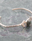Hammered Green Seraphinite and Sterling Silver Cuff Bracelet