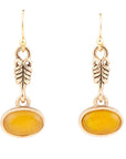 Harmony Orange Quartz Golden Drop Earrings
