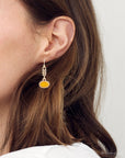 Harmony Orange Quartz Golden Drop Earrings