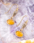 Harmony Orange Quartz Golden Drop Earrings