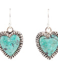 Heart Blue Chrysocolla Sterling Silver Drop Earrings