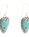 Heart Blue Chrysocolla Sterling Silver Drop Earrings
