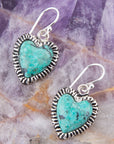 Heart Blue Chrysocolla Sterling Silver Drop Earrings