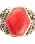 Hexagon Red Howlite Ring