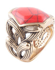 Hexagon Red Howlite Ring
